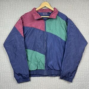 Vtg 90s Roundtree & Yorke Sport Jacket Mens Medium Nylon Windbreaker Color Block